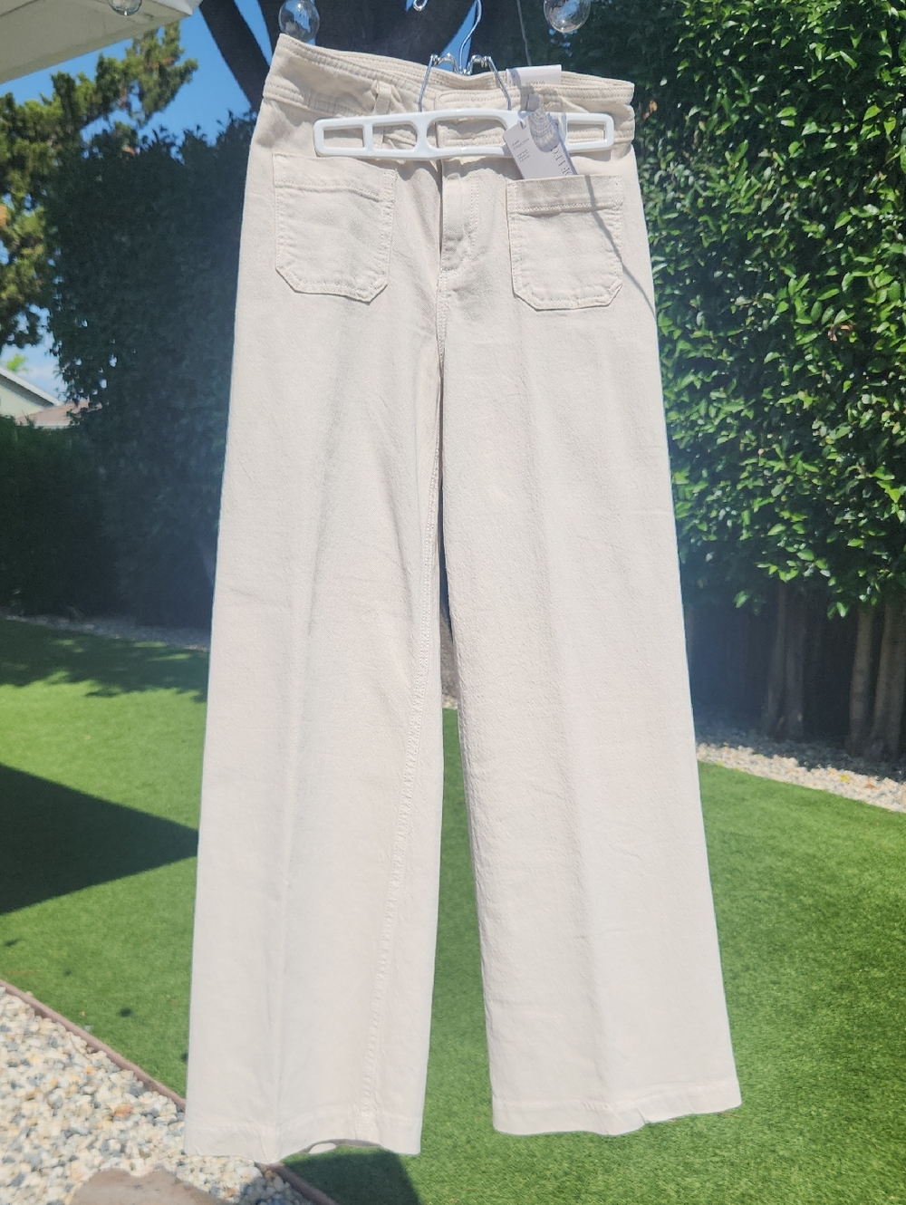 Mango Wide Leg Pants in Cream. Original Price $69.